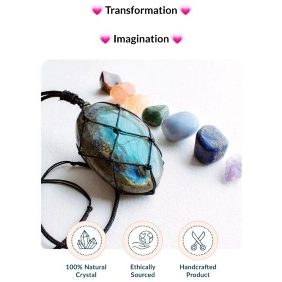 Dragon’s Heart ✦ Labradorite Amulet Necklace ✦ Mesh-Wrapped Stone of Magic NWT - Picture 10 of 11